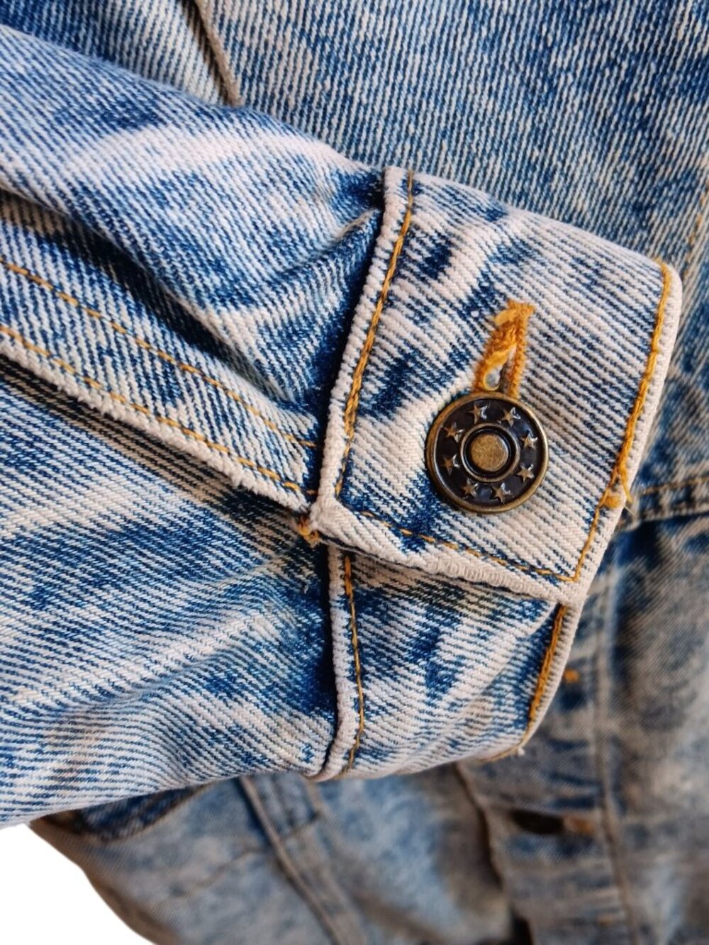True Vintage Acid Wash Jacket 1980s Denim New Wave Preppy Canyon River Blues - Picture 6 of 10